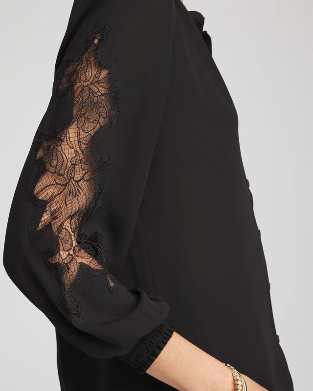 Crepe Banded Collar Blouse - image 4
